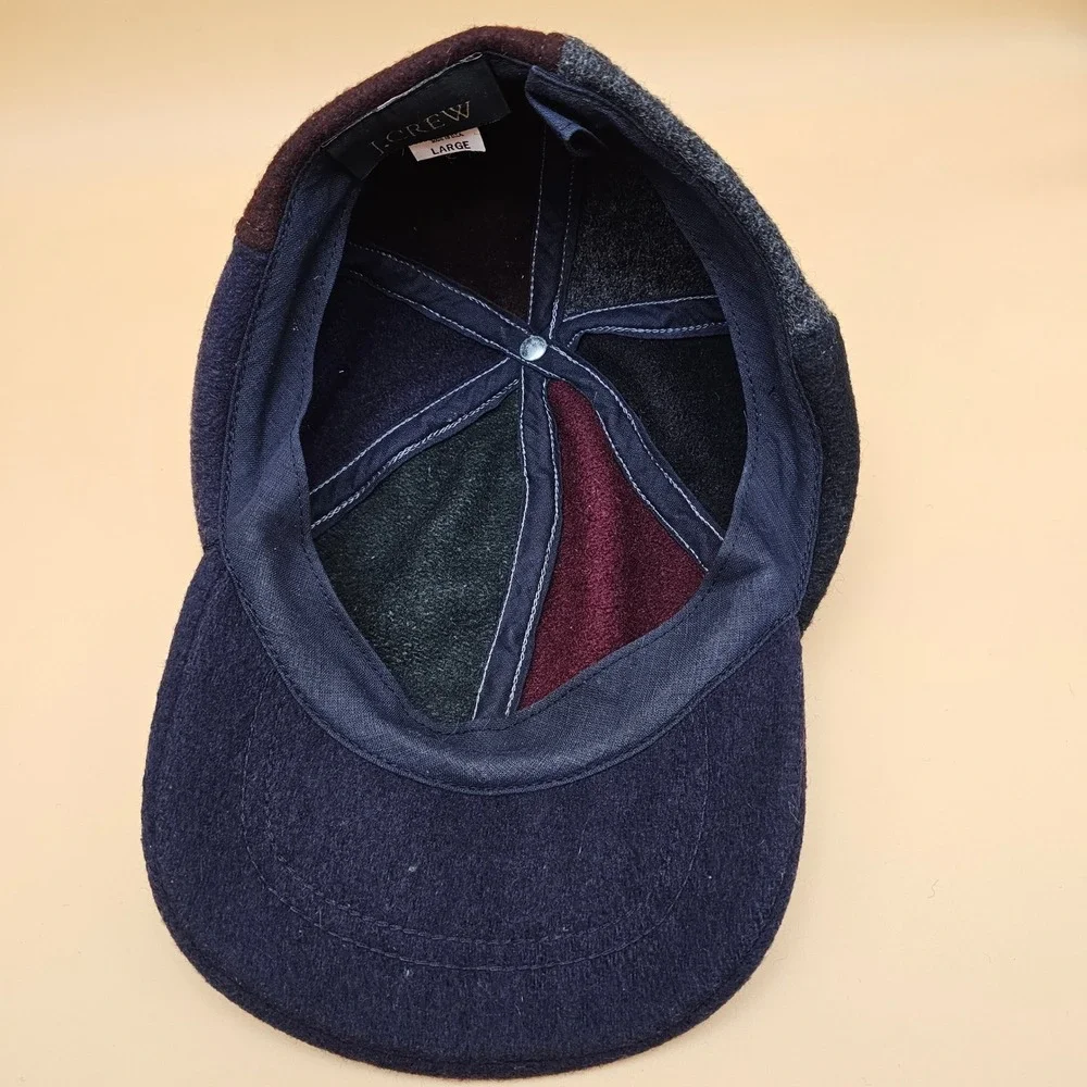 J. Crew‎ Colorblock Wool Blend Baseball Cap Hat Size Large Made in USA